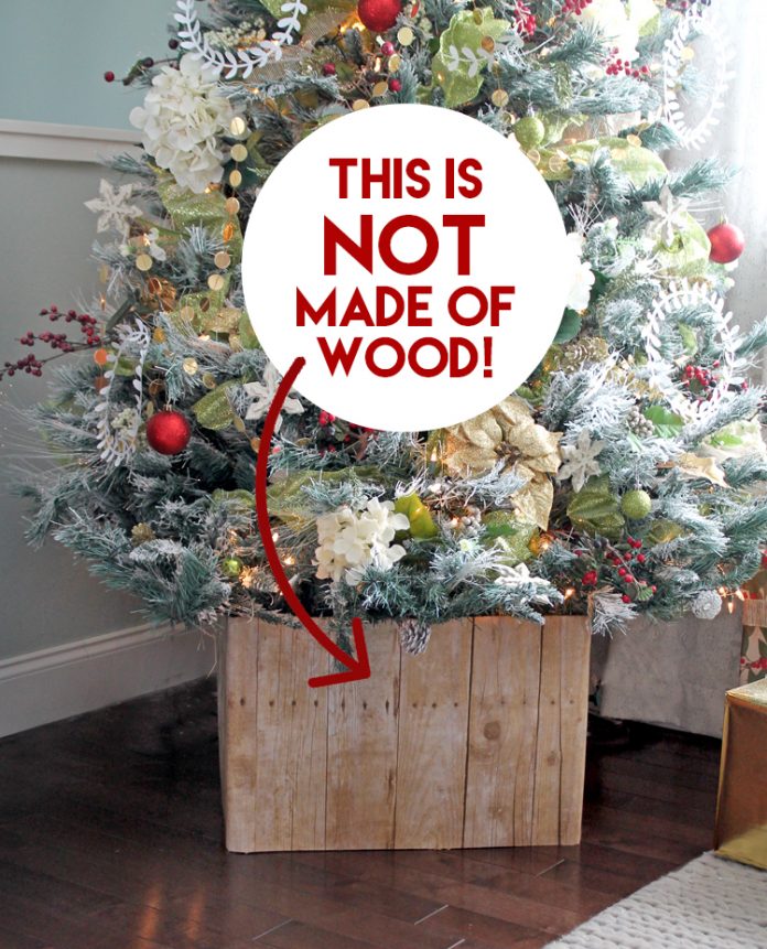 DIY Faux Barn Wood Christmas Tree Collar