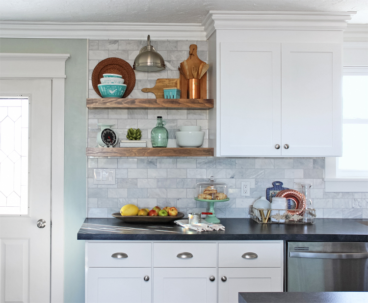 floating wall shelves kitchen