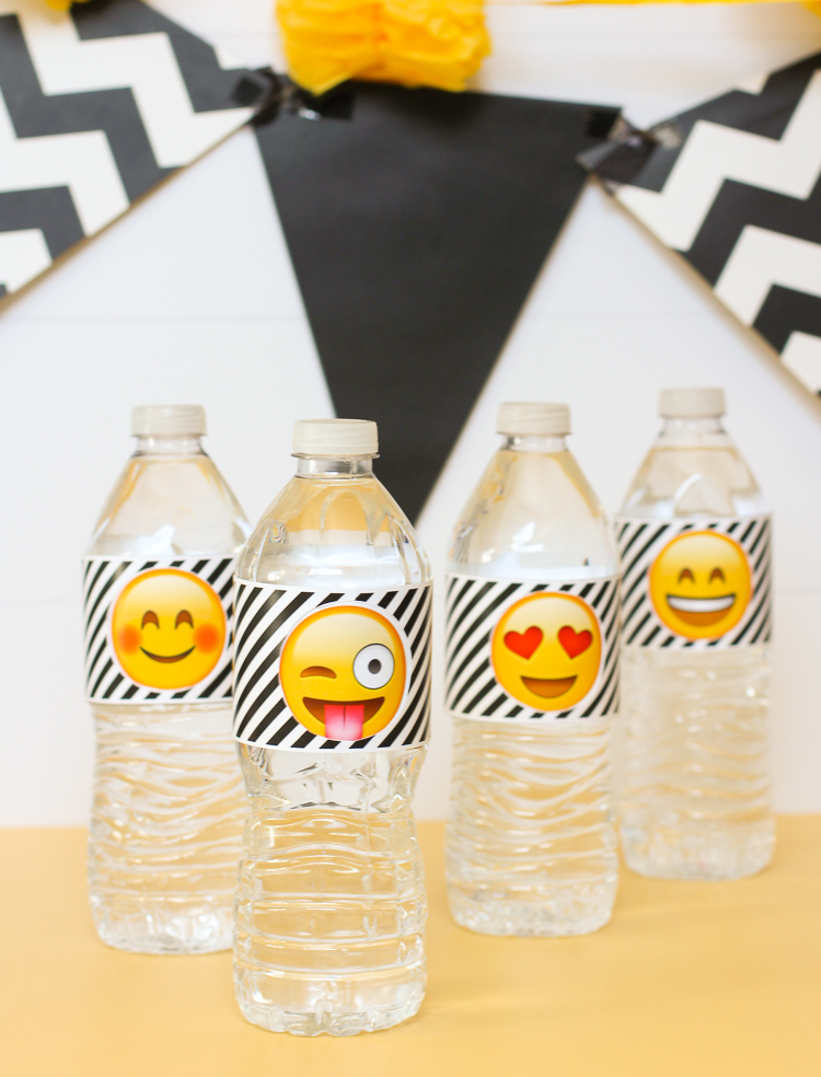 Emoji Party Water Bottle Labels