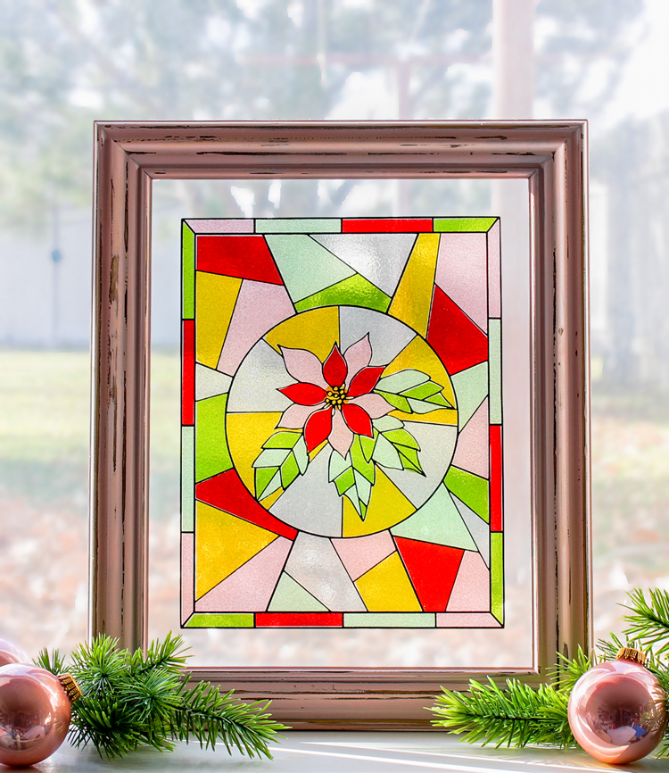 faux stained glass Christmas window