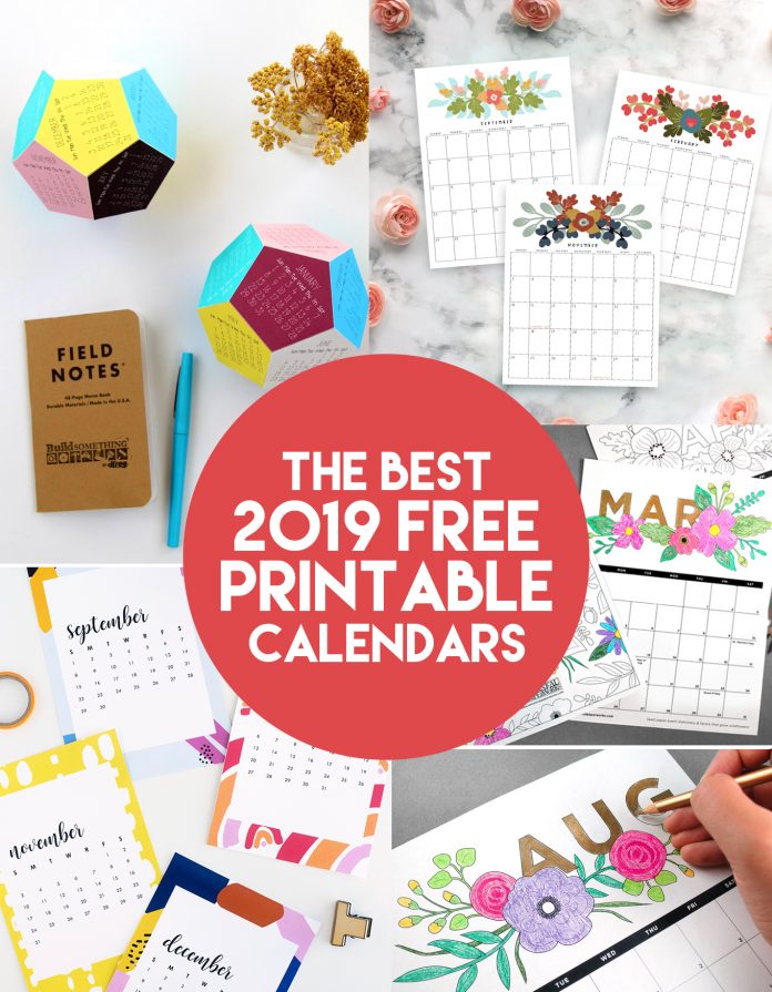 The Best 2019 Free Printable Calendars