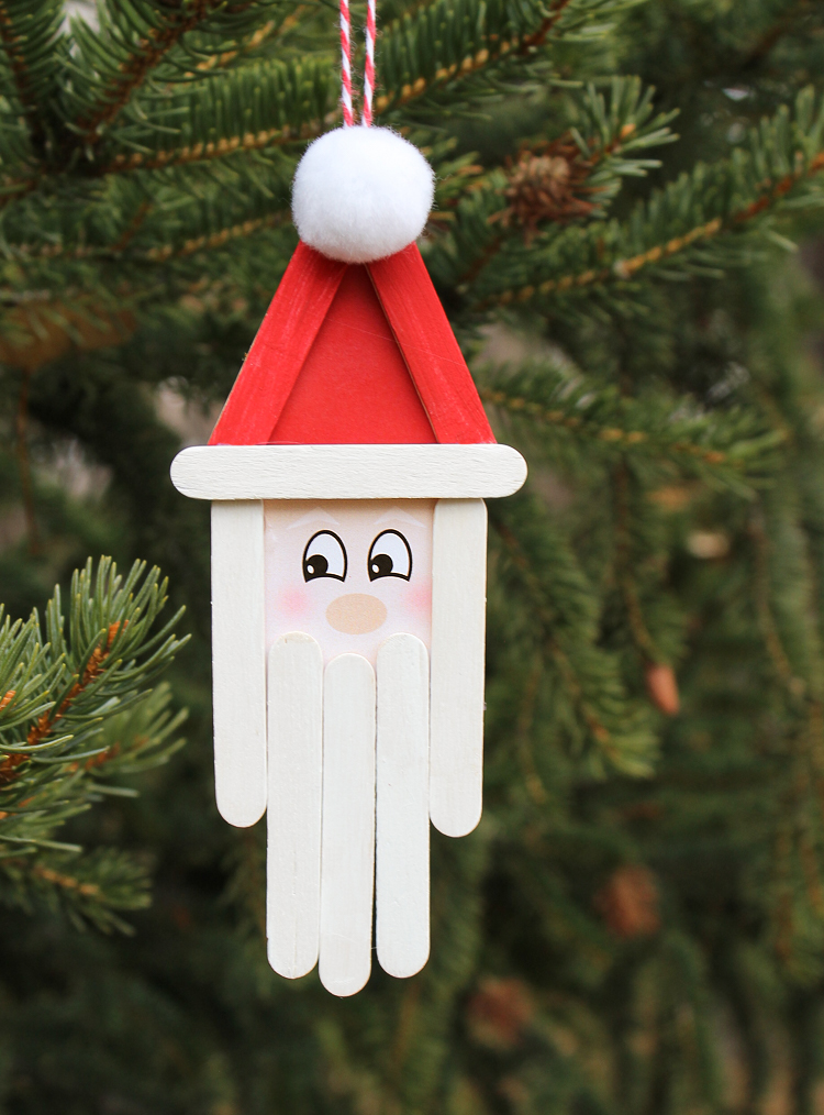 Popsicle Stick Pom Pom Christmas Tree Ornament - Pjs and Paint