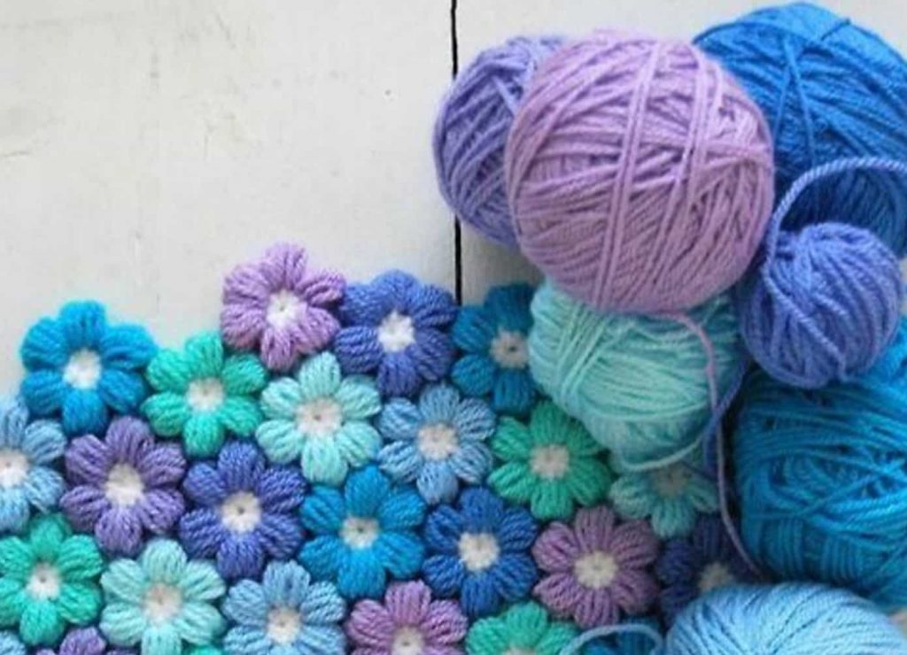 crochet puff flowers pattern