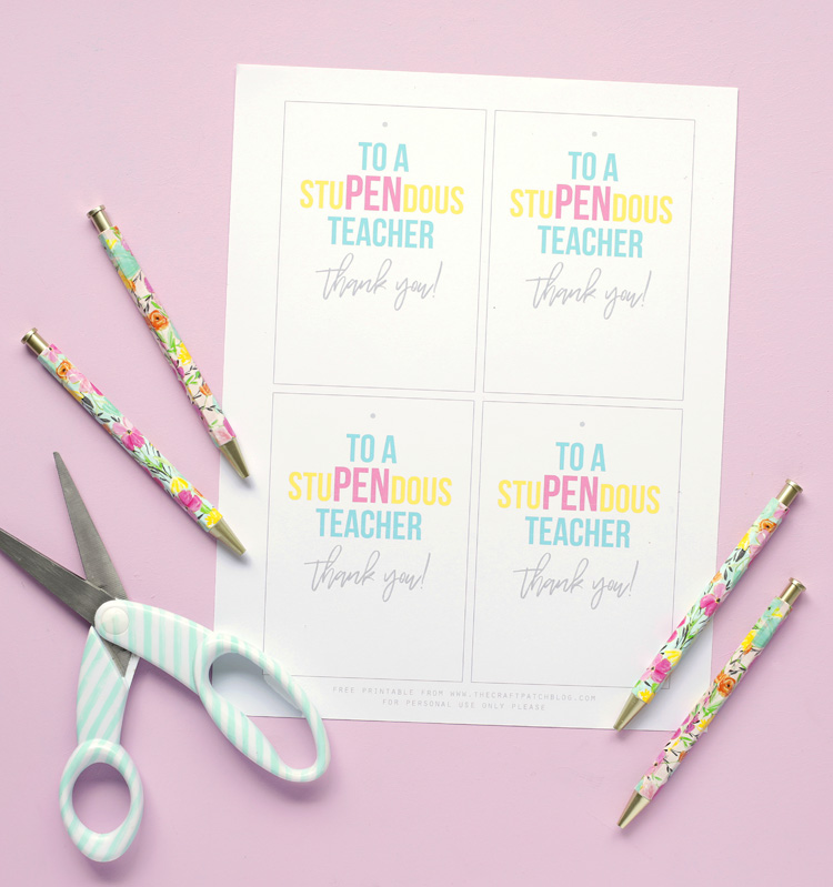 Printable Teacher Appreciation Pen Gift Tag, Teacher Appreciation