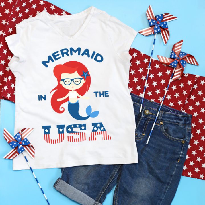 Download Mermaid DIY Patriotic Shirt (FREE SVG File) - The Craft Patch