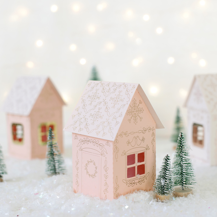Download Diy Paper Christmas Houses With Gold Foil Accents The Craft Patch