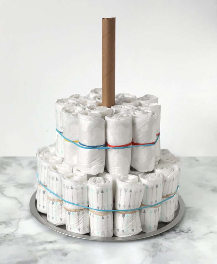 How To Make A Diaper Cake The Easy Way   Diaper Cake Instructions 735x894 