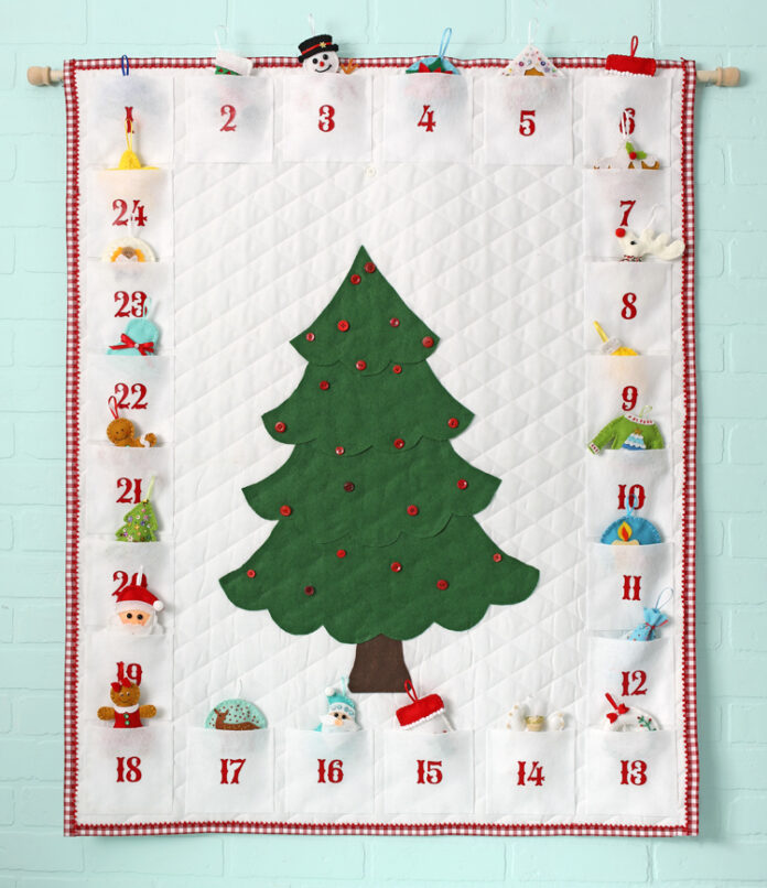 advent calendar tree with ornaments