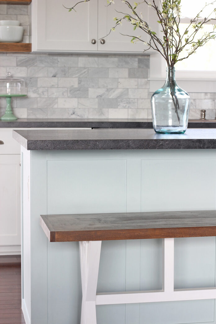 DIY Counter Height Bench For Kitchen Island 2 696x1044 