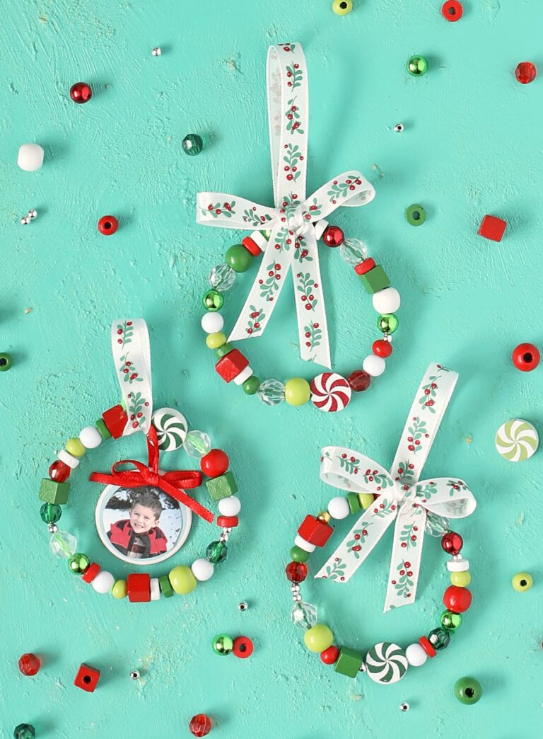 Beaded Wreath Kids Christmas Ornaments