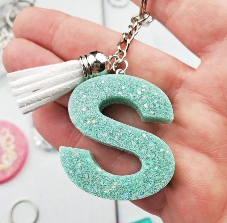 resin letter keychain