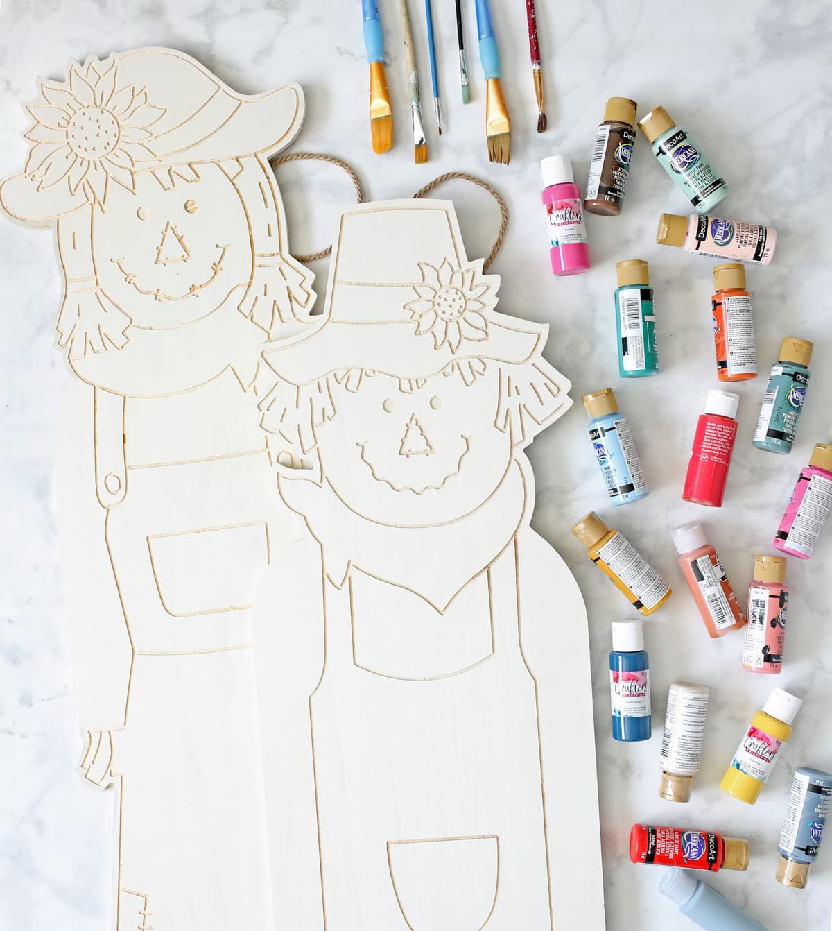 diy painted wooden scarecrows