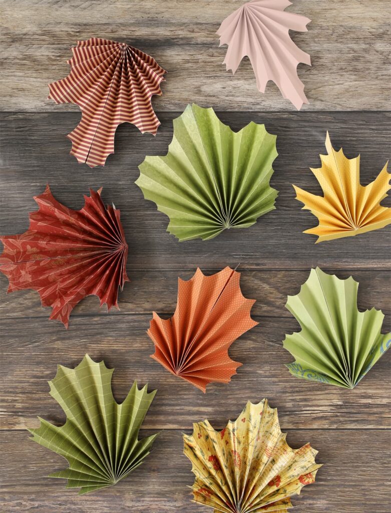 accordion fold paper fall leaves