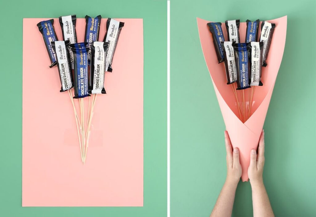 how to wrap a candy bar bouquet