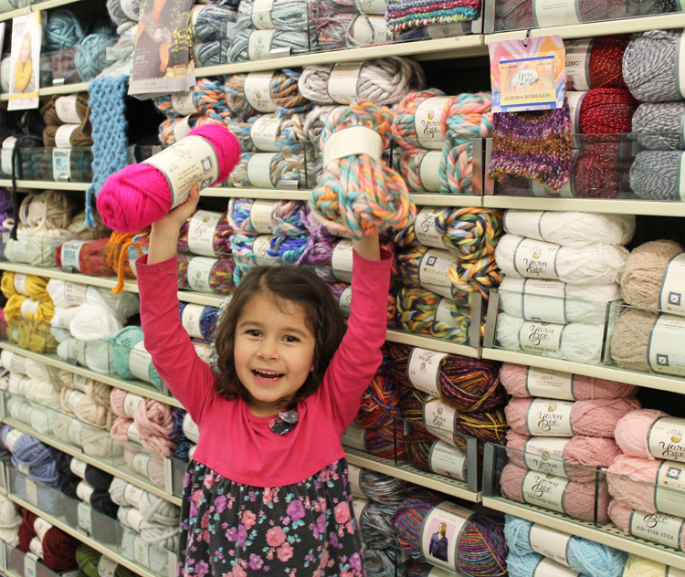 yarn aisle at hobby lobby