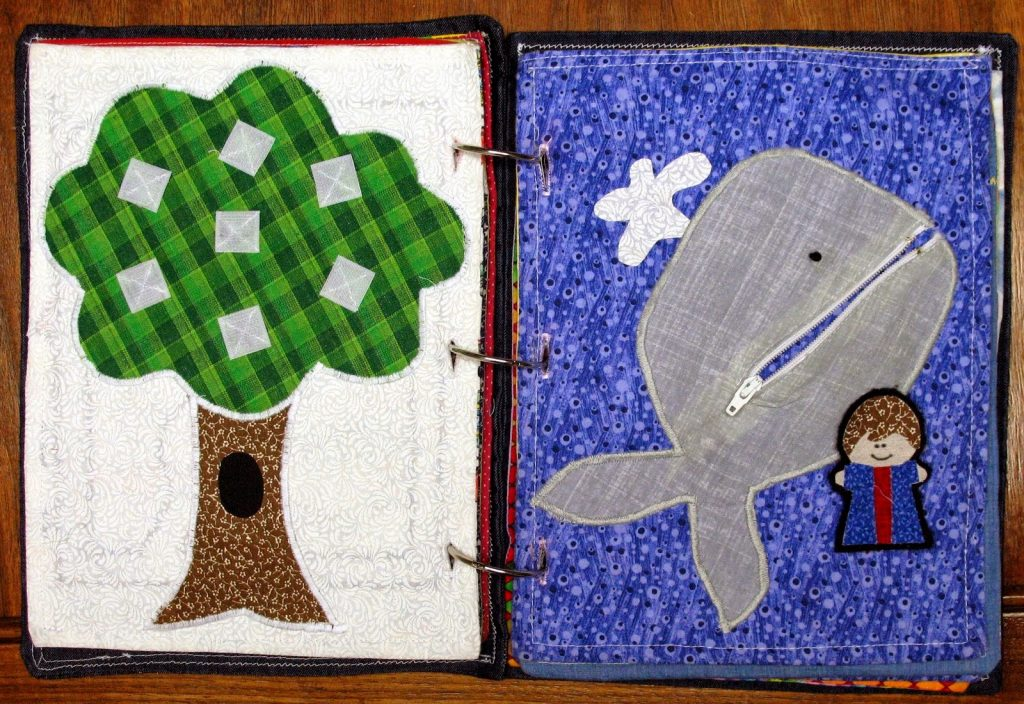 quiet book jonah and the whale and family tree pages