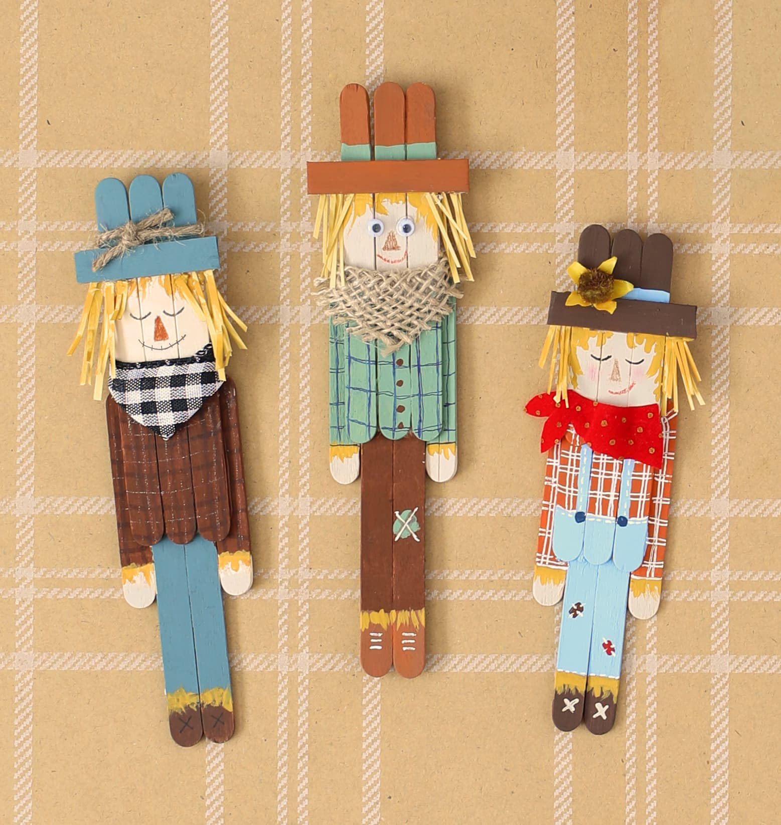 popsicle stick scarecrows fall craft