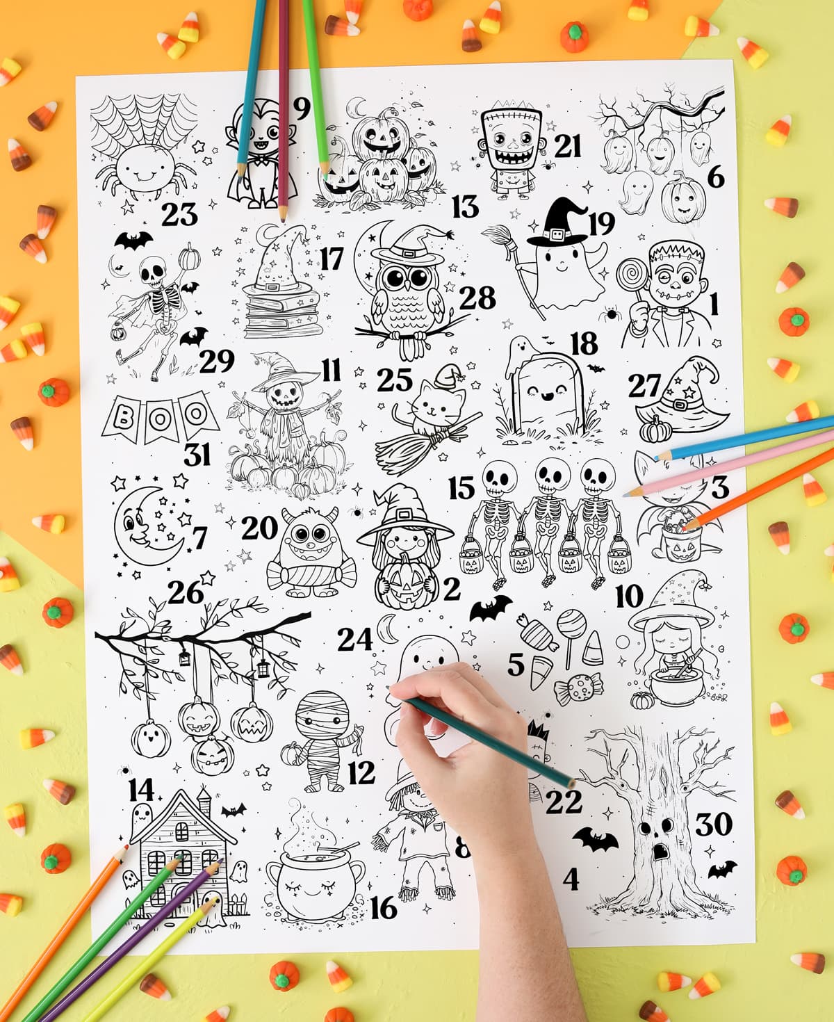 Halloween Countdown Coloring Page