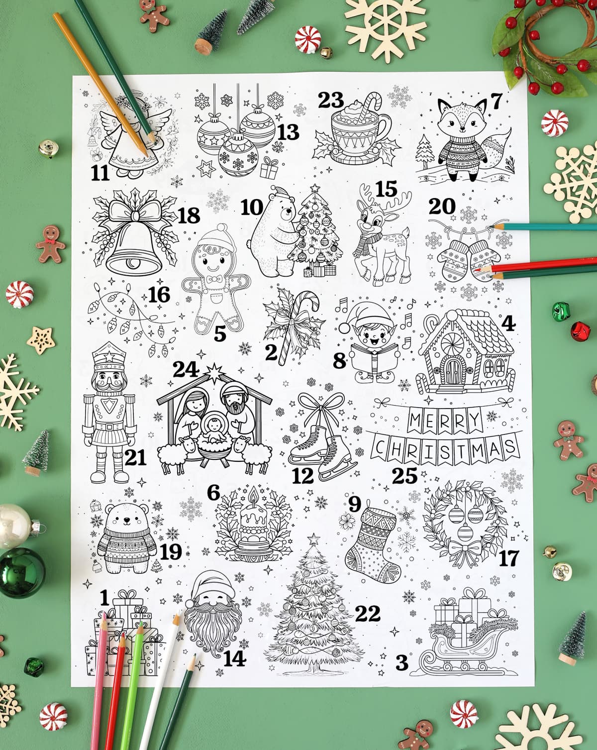 christmas coloring poster countdown