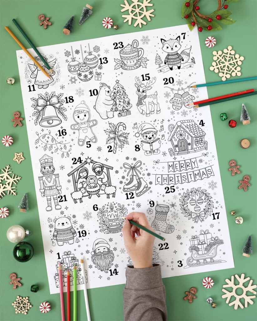 Giant Coloring Poster Christmas Countdown