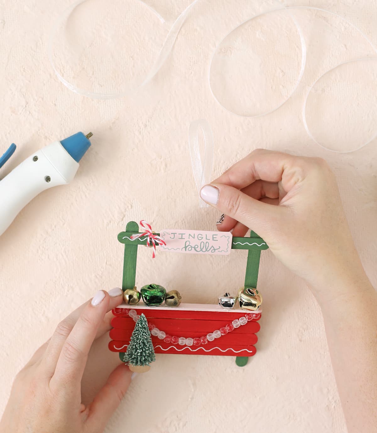 Add a ribbon loop for hanging ornaments