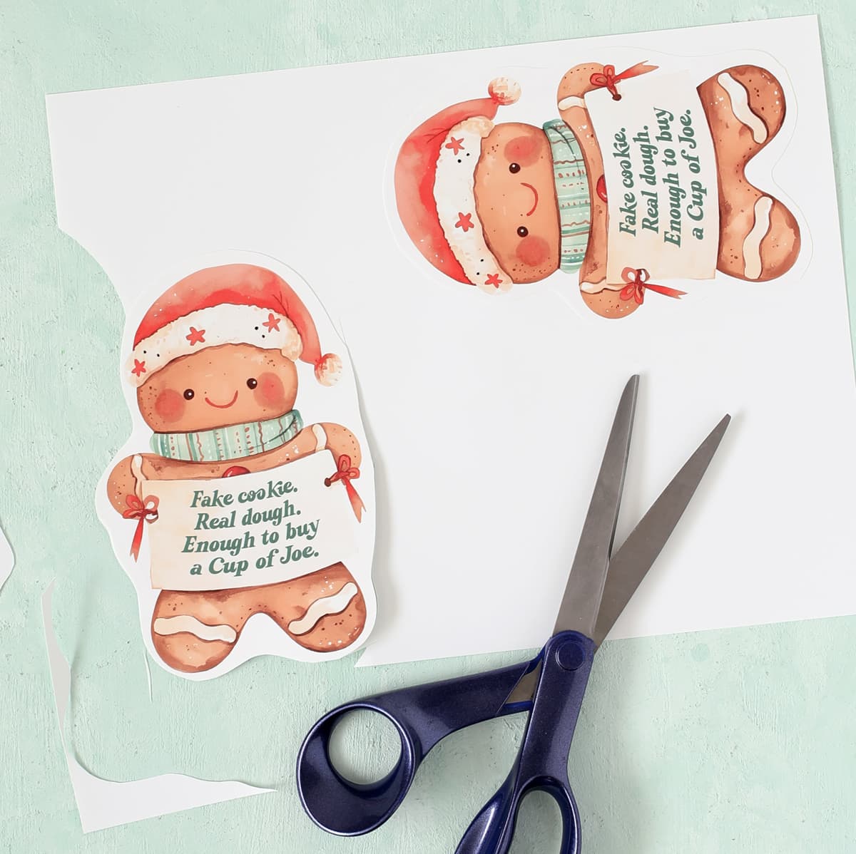 cut around the outside of the christmas printable gift