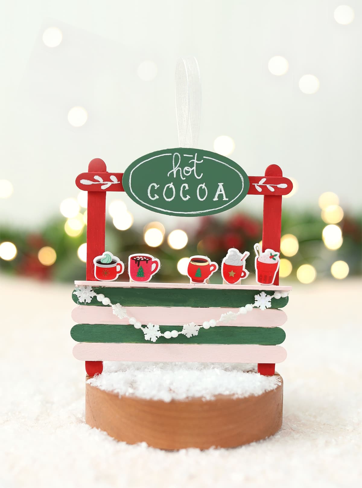 hot cocoa station popsicle stick christmas ornament