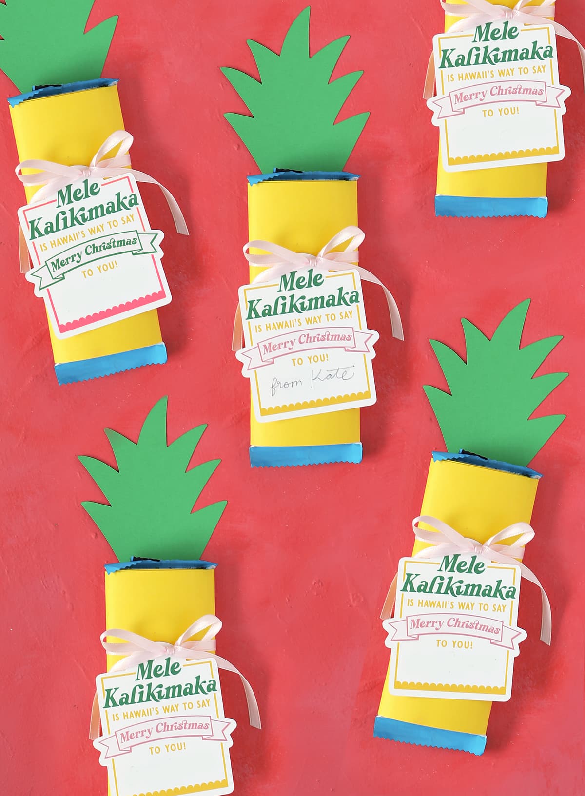 Mele Kalikimaka pineapple candy bar wrapper simple christmas gift idea