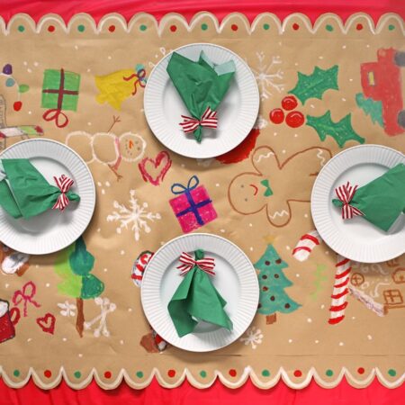 kids christmas craft painted table runner