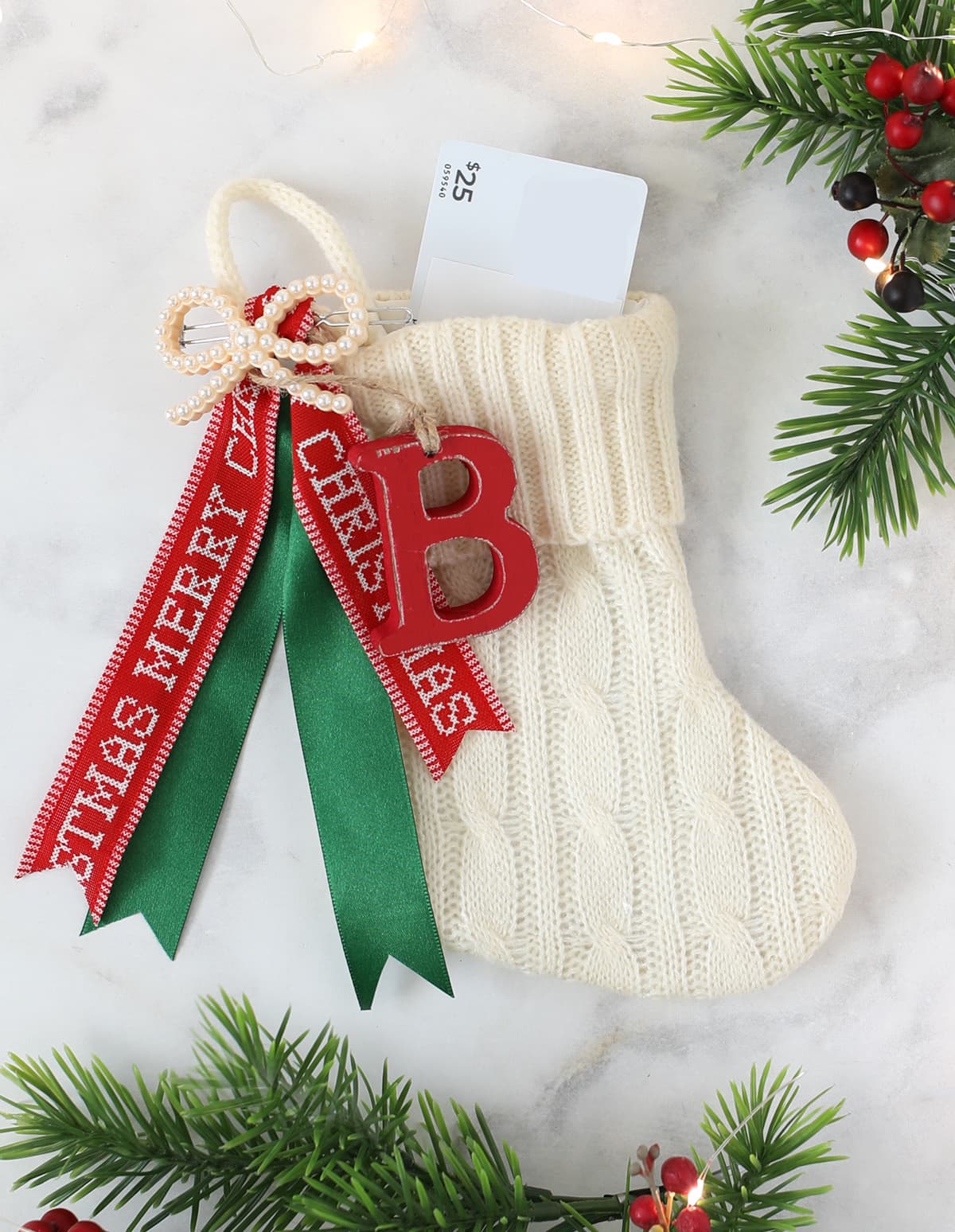 mini stocking to hold a gift card for christmas