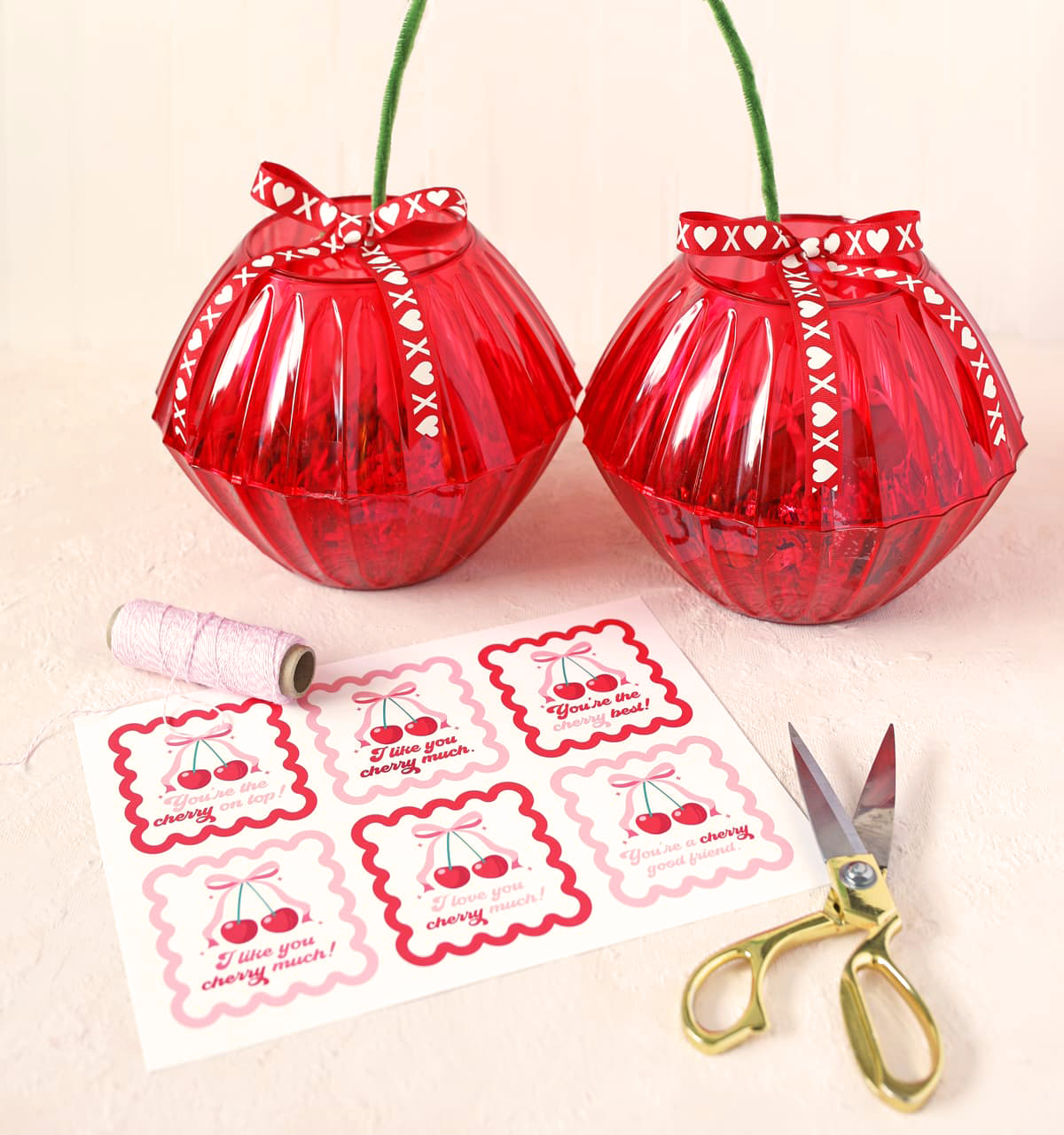 printable cherry punny valentines day gift tags