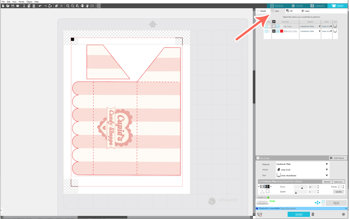 cut settings in silhouette studio