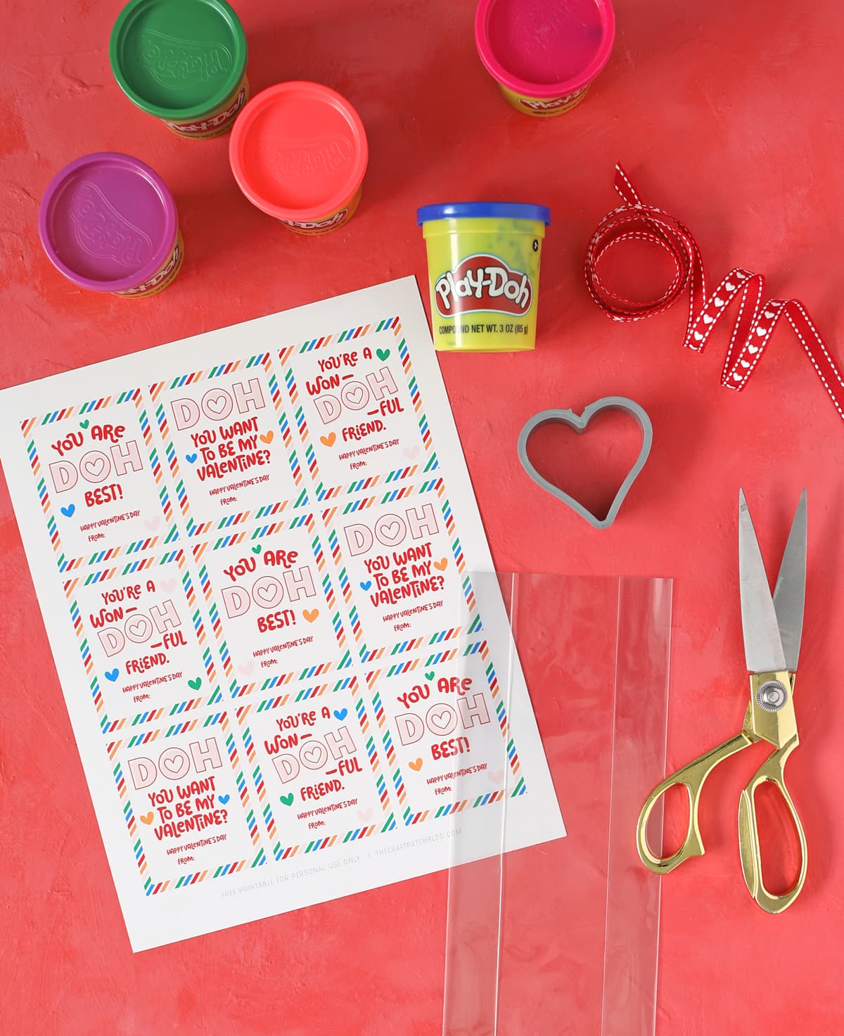 play doh valentines for kids