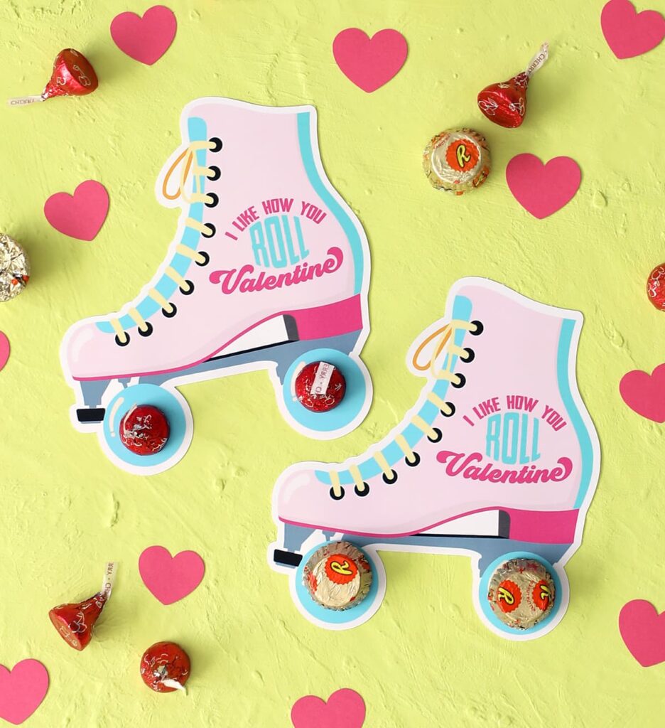 roller skate valentines cards printable